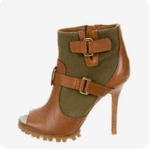 Tory Burch Brown and Olive High Heel Ankle Boots